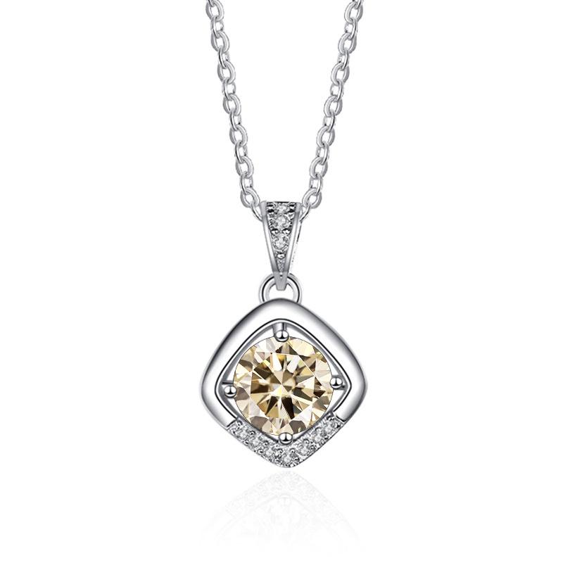 Bague Ringen 1ct VVS D Colored Moissanite Diamond Necklace For Women Silver 925 Jewelry Female Simple Temperament Clavicle Chain