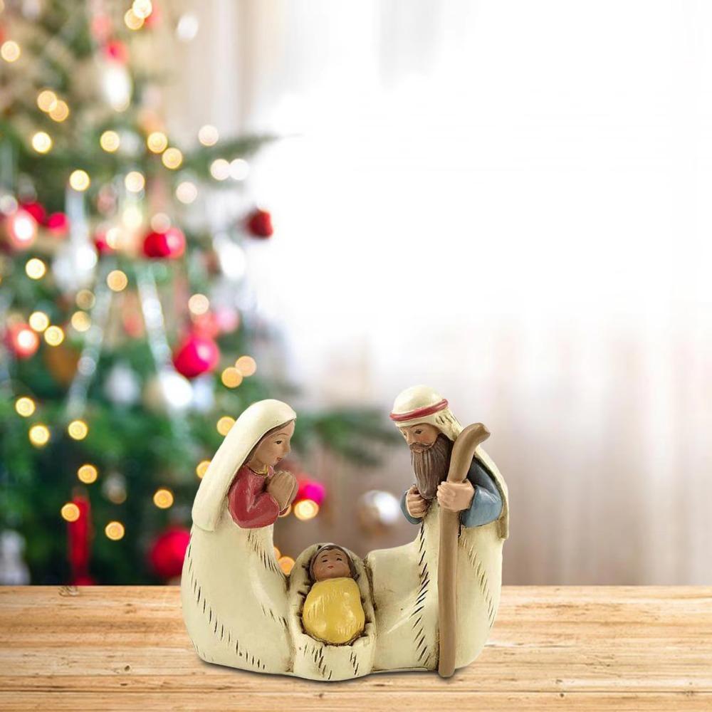 Unique Jesus Christ Figurine Cute Christmas Manger Ornaments Holy Family Figurine  Home Decor