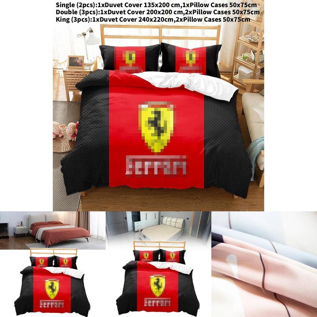 Ferrari Pattern Digital Print Comforter Set With Reactive Dyeing For Bedroom Decor