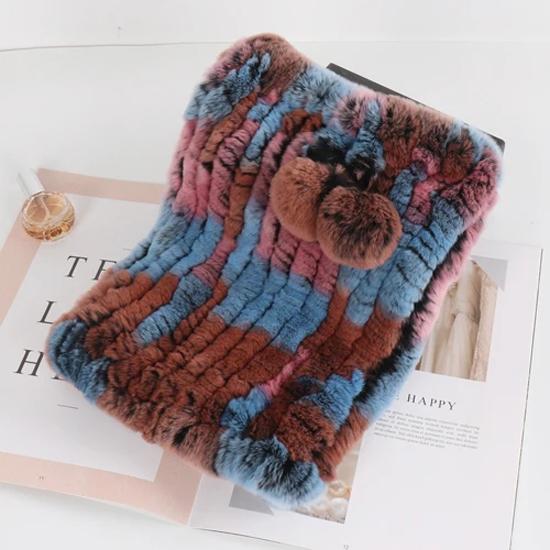 New lady real rex rabbit fur hat Natural warm rex rabbit fur hat scarf Women hand knitted soft real rabbit fur caps scarves