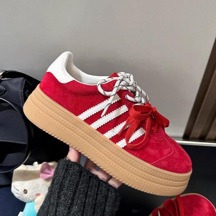 Thick-soled Matte Leather Four-bar German Training Shoes Women's Shoes 2025 Spring New Pair of Shoelaces Breathable Casual Sports Board Shoes Women