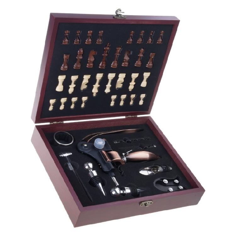 Zincs Alloys Bottle Opener and Vacuum Stoppers Wine Pourer Wine Opener Tool Set Corkscrew Wine Opener with Wood Case
