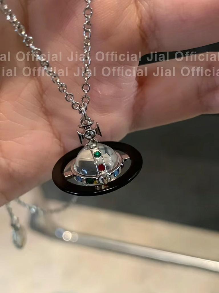 Saturn Pearl Necklace With Cz Microinlay Ushaped Pendant For Elegant Women