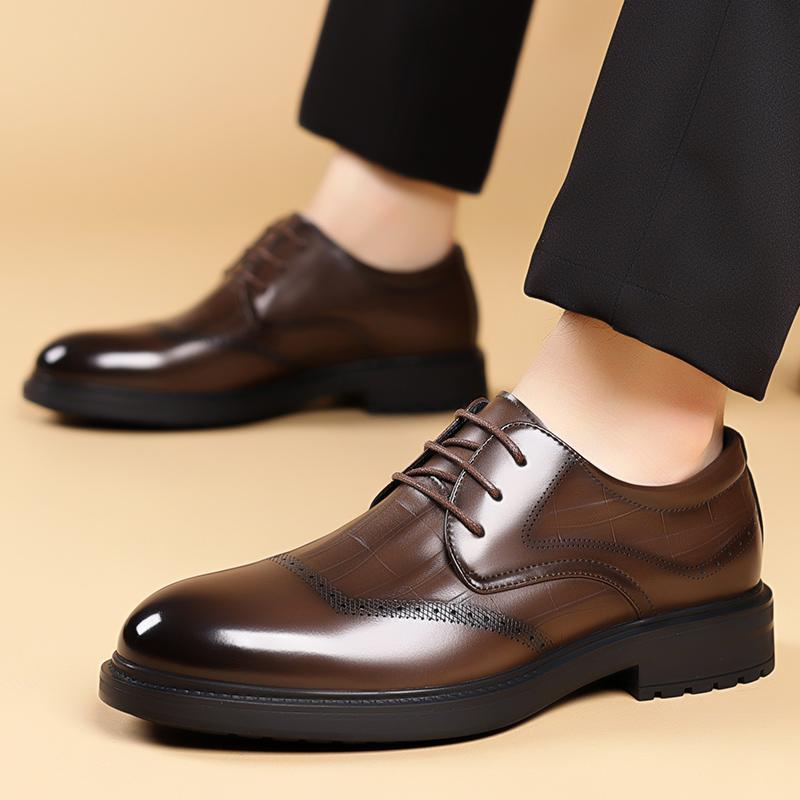 Fashion Business Leather Oxford Shoes 2025 New Men's Wedding Shoes Fashion Men's Breathable Flats Lace Up Leather All-match Casual Shoes