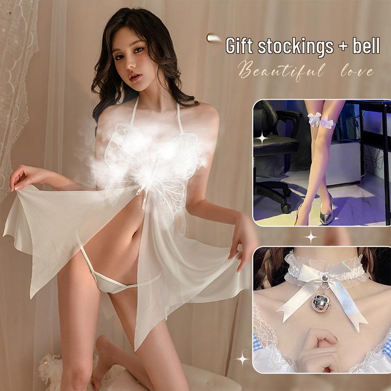 Butterfly Temptation Sheer Lingerie Nightgown & Pajama Set for Women