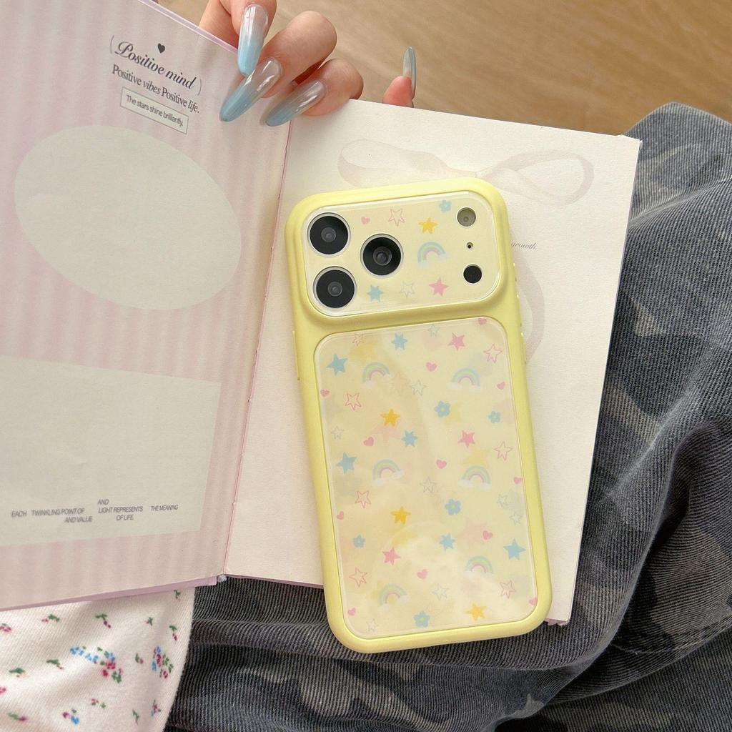 Apple iPhone 16/17 ProMax Yellow Stars & Moon Anti-Fall Case