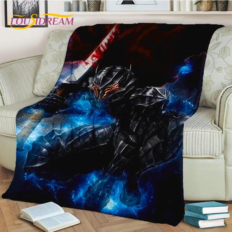 3D Anime Calssic Berserk Cartoon HD Blanket,Soft Throw Blanket for Home Bedroom Bed Sofa Picnic Travel Office Cover Blanket Kids