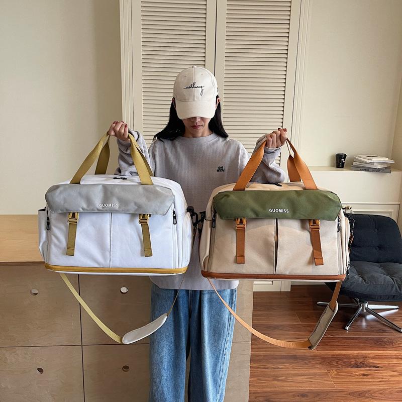 Travel bag Large capacity women's trolley case Boarding bag Luggage bag Dry and wet separation Sports fitness bag Crossbody bag