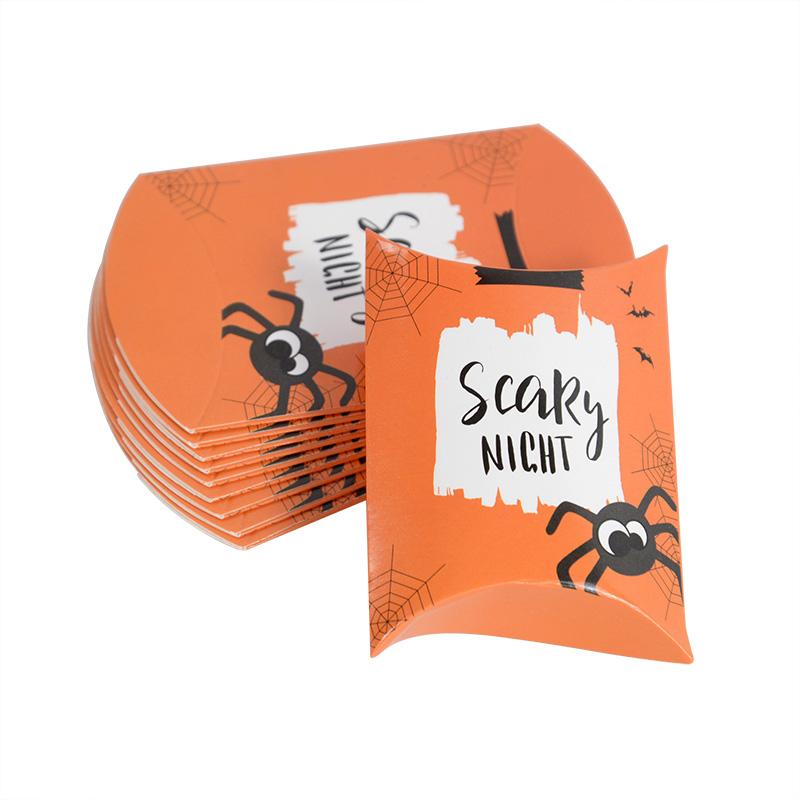10/20pcs Halloween Kraft Paper Candy Gift Box Ghost Pumpkin Biscuit Packaging Pillow Box Bag Halloween Party Decoration Supplies