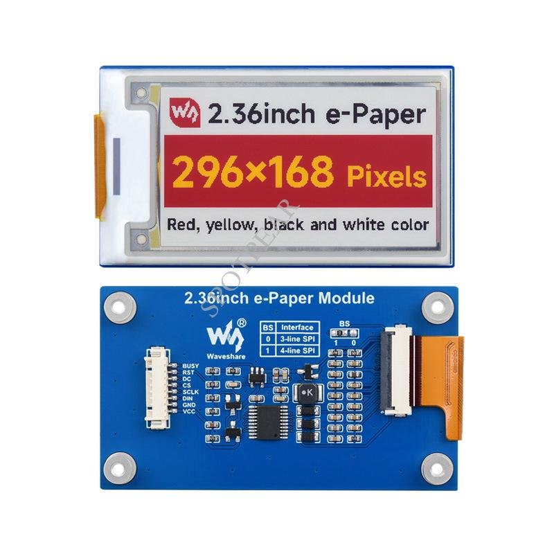 

2.36 e-паперовий дисплей (296x168, SPI) для Arduino, Raspberry Pi, STM32