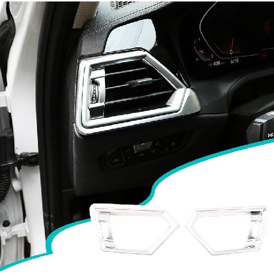 Car Side Air Vent Outlet Cover Trim Frame Compatible with BMW 3 Series G20 G28 2020-2022, Central Side Dashboard Air Vent Outlet Cover Protective ABS,Silver