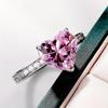 Romantic and elegant heart-shaped pink diamond zircon ring set for women's fashionable temperament, versatile ring