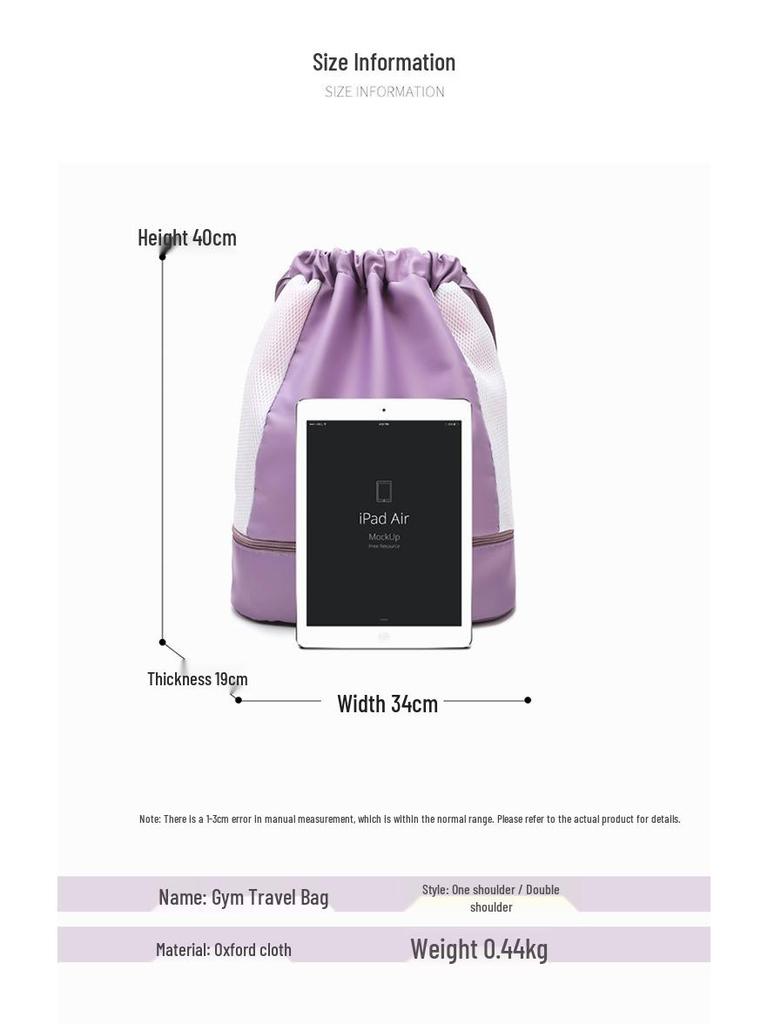 Women's Gym Bag: Wet/Dry Separation, Shoe Compartment, Sports, Swim, Yoga, Travel, Lightweight, Double Shoulder.