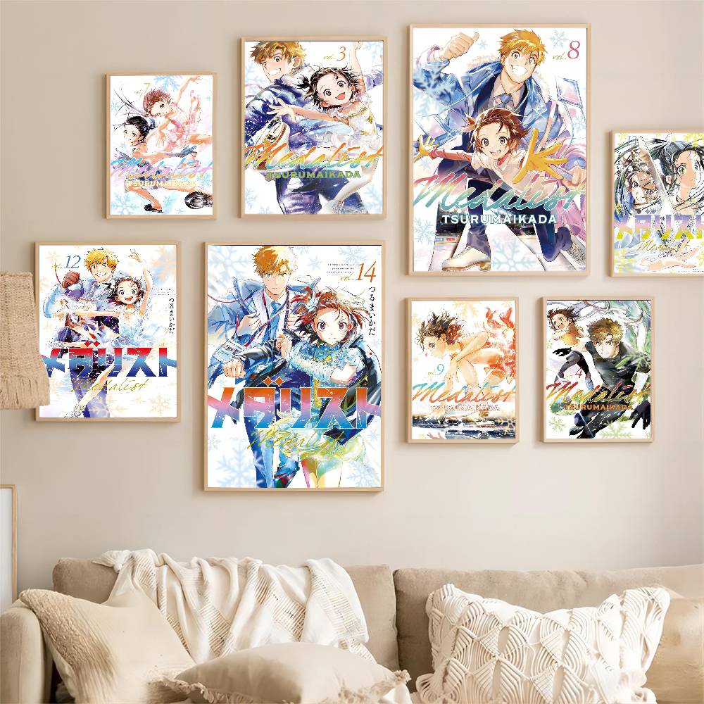 Anime Classic Medalist Vintage Posters Sticky Retro Kraft Paper Sticker DIY Room Bar Cafe Kawaii Room Decor