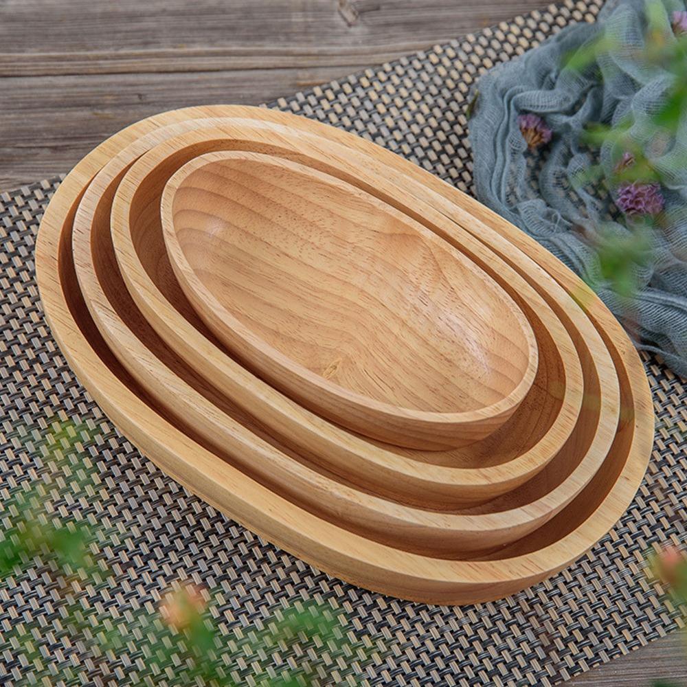 Boat Outline Fruit Bowl Wooden Snack Container Wood Grain Food Platter Vegetable Salad