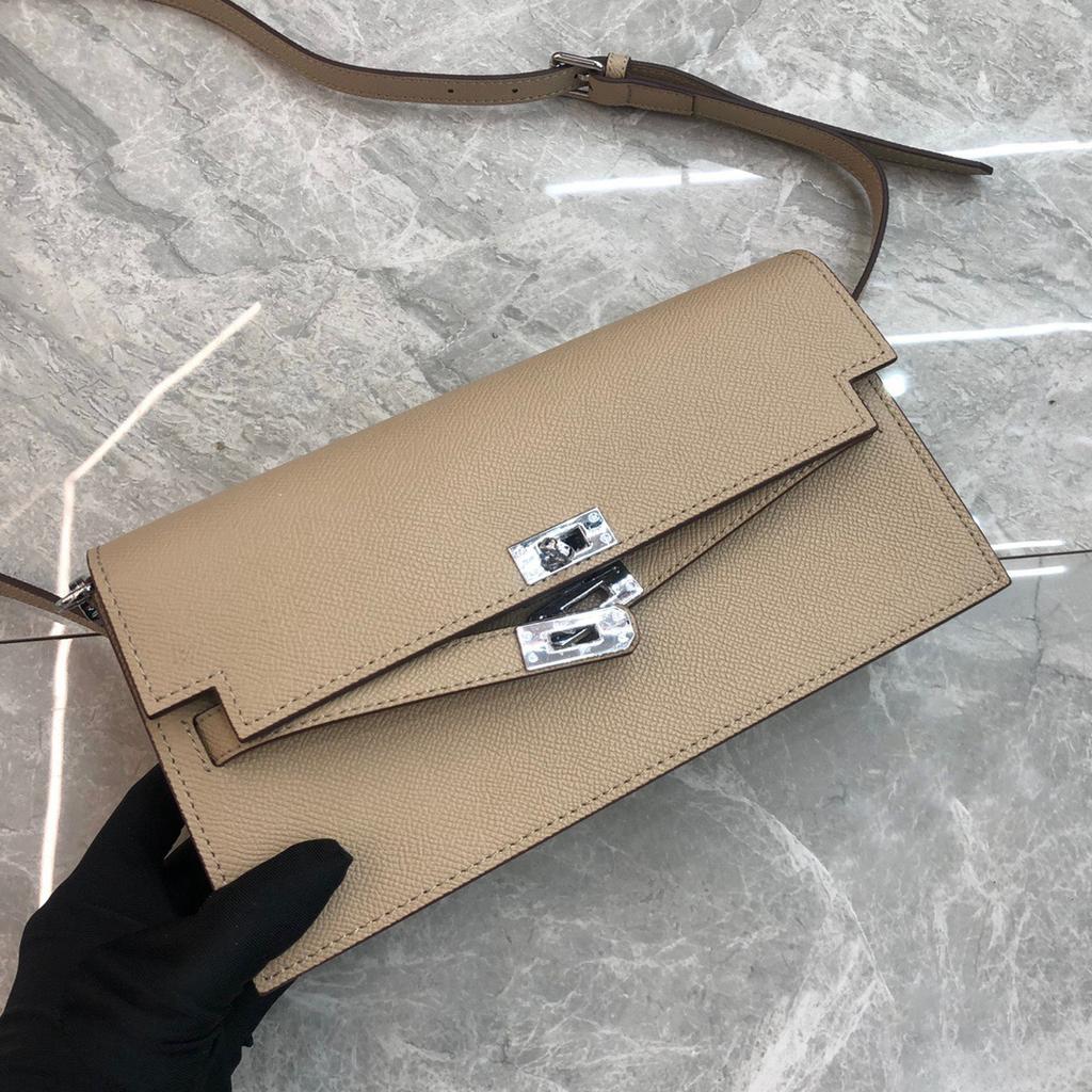 Foreign Trade Cross-border Explosion, Palm Pattern Kelly Bag, Genuine Leather Fashion Versatile Messenger Bag, Textured Cowhide Underarm Shoulder Bag