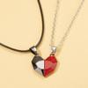 1 Pair Couple Matching Necklace Set Electroplated Alloy Magnetic Heart Shape Pendant Romantic