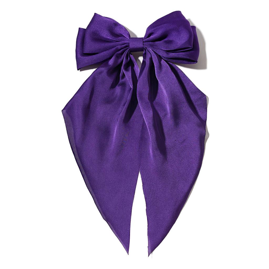 Large Double Layer Hair Bowknot Clip For Adults Teens Silky Ribbon Fabric Barrettes Metal Hairpin For Daily Styling