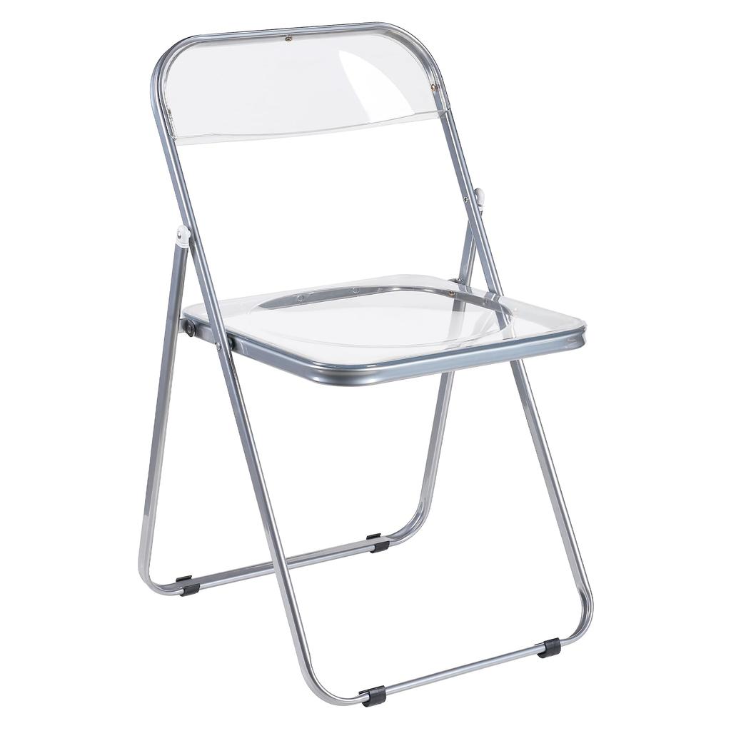 VECELO Folding Fully for Seat Height Weight Capacity Clear Chair, Transparent, Foldable, Lightweight, Portable, Assembled, Meetings, Work, Events,