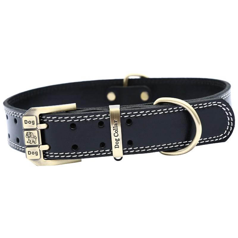 Genuine Leather Dog Collar Small Medium Large Dogs - Adjustable Durable Pet