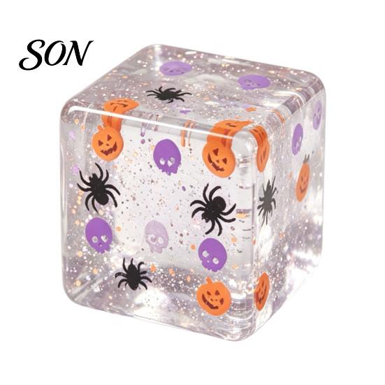 Cube Squeeze Toys Halloween Stress Sensory Toy, Toy with Pumpkin Skull Anxiety Relief Gadget Spider Pattern, Clear Party