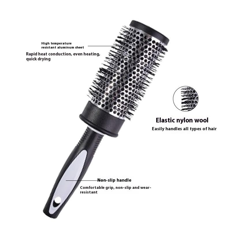 1Pc Curl Nylon Paddle Brush with Aluminum Barrel Rollers Quick Curls Styling Tool Anti Static Salon Results Home Hair Essential