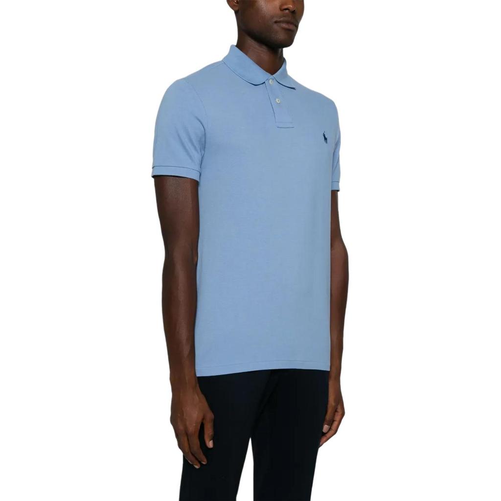 Polo Ralph Lauren Solid Color Logo Embroidered Straight Fit Short Sleeve Polo Shirt Men Tops Light-Blue 710534735-439