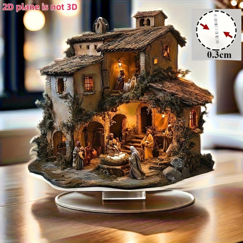 Nativity Scene, Bohemian Style, 2D Flat Acrylic, Desktop Decoration, for Living Room, Office, Gifts, Christmas, Easter, Halloween