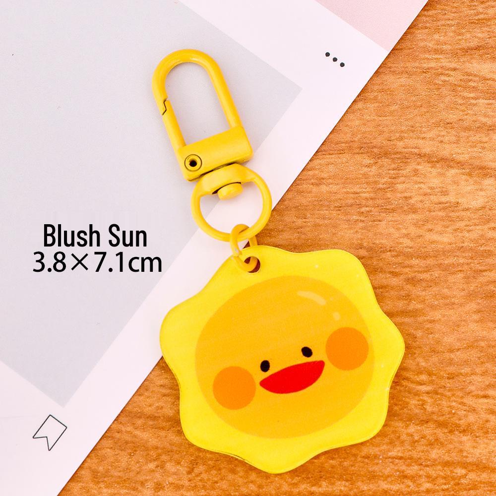 Cartoon Sun Keychain: Cute Acrylic Pendant for Bags & Keyrings