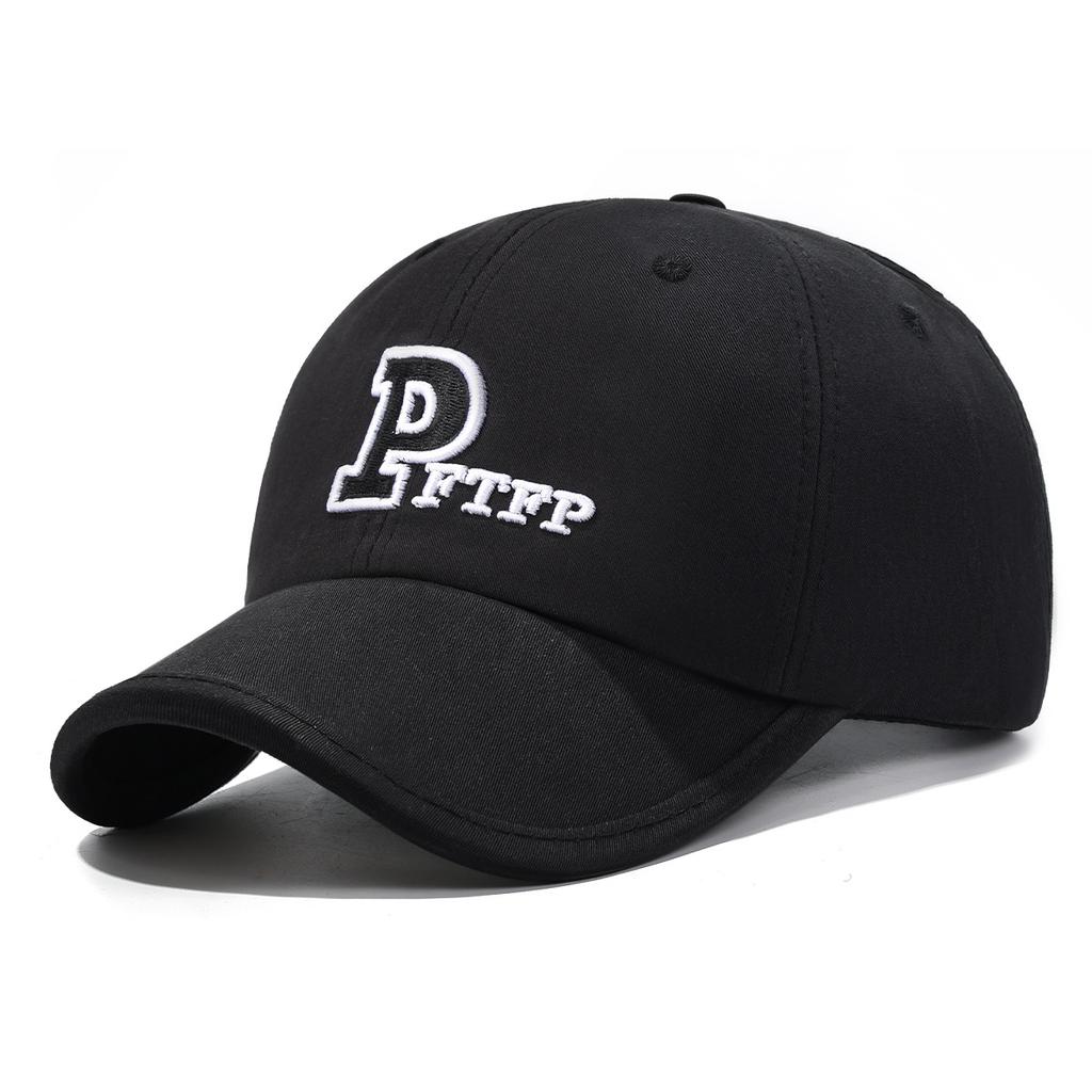 New Four-Season Short-Brim Letter Color Block Casual Baseball Cap Breathable Duckbill Soft-Top Sun Hat for Men and Women Outdoor