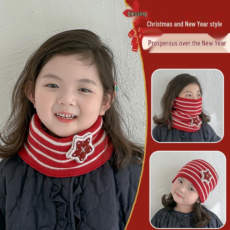Children's 2025 Winter Red Scarf: Warm, Windproof Neck Gaiter for Girls - Cute and Protective