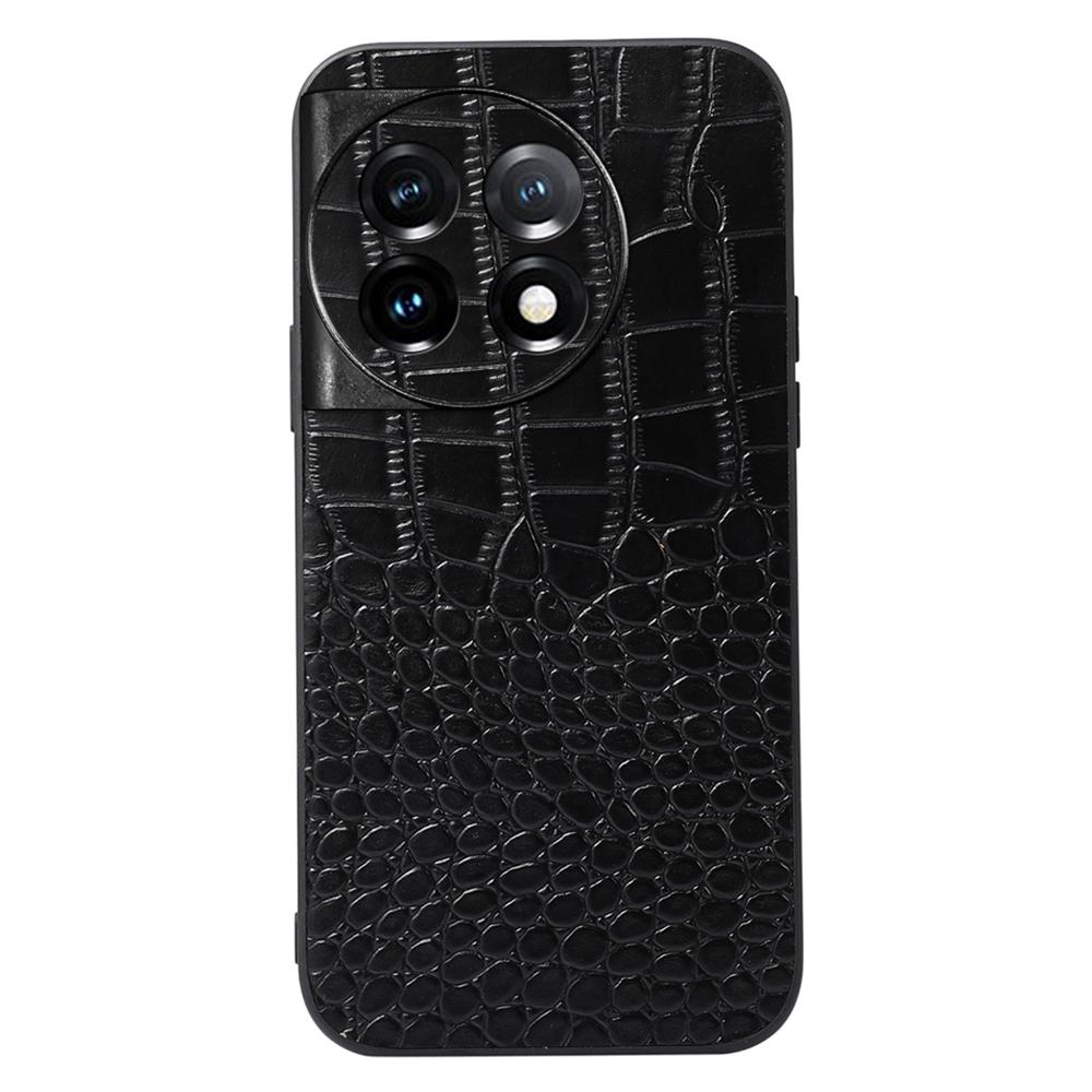 

Чехол для телефона OnePlus Ace 2 5G/11R 5G, из натуральной коровьей кожи с покрытием ПК+ТПУ, с текстурой крокодила Black