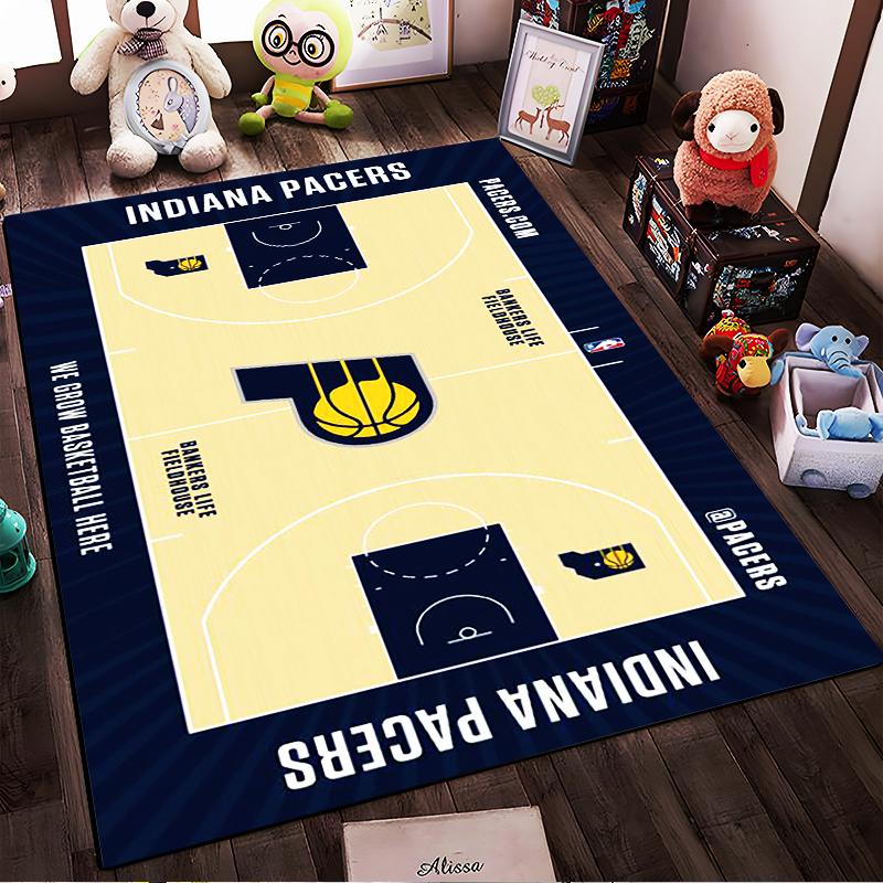 Indiana Pacers Basketball Court Design Rug Non-slip rug suitable for living room and bedroom sofas