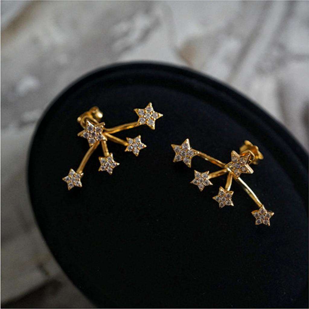 1 Pair of White Star-Shaped Stud Earring for Women Simple Fashion 3A Zirconia Earrings Daily Life Jewelry Gifts