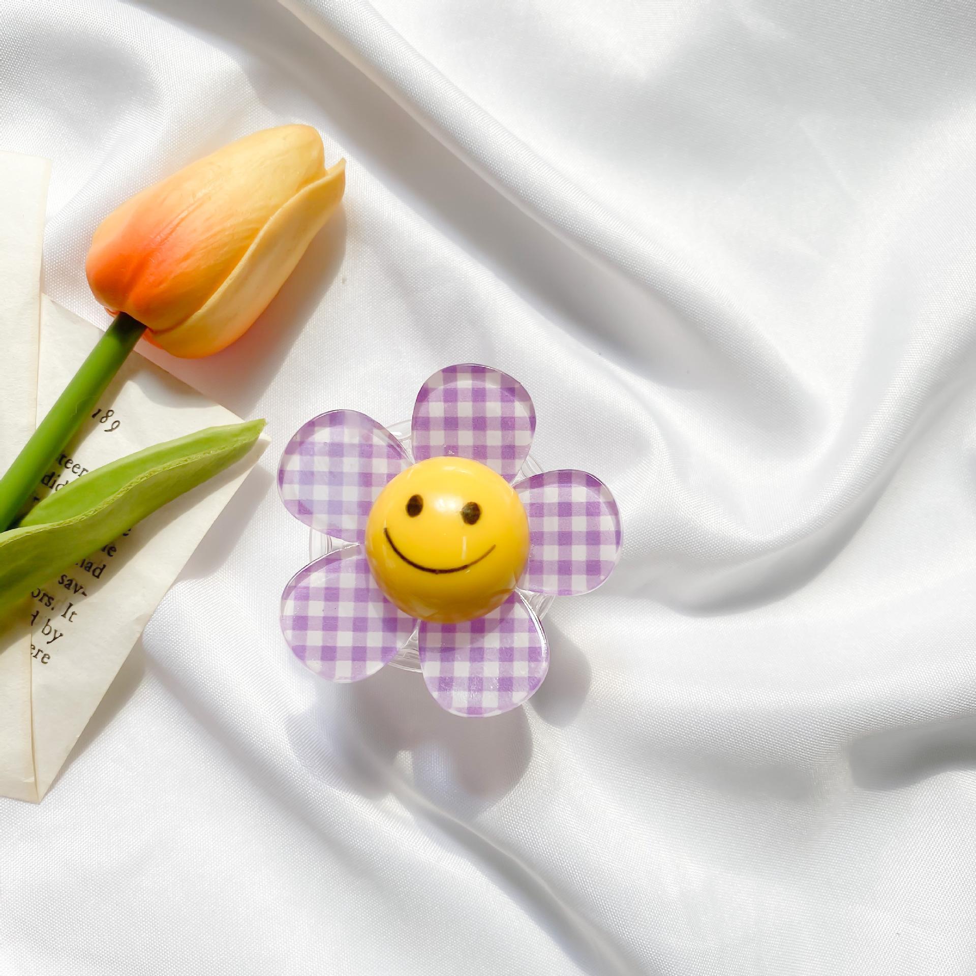 Summer Candy Color Design Handmade Cute Smiley Face Sunflower Mobile Phone Lazy Folding Bracket Airbag