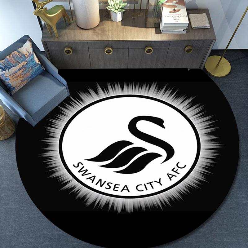 Swansea City logo pattern round rug,Carpet Rug for Living Room Bedroom Playroom ,Non-slip Floor Mat,Holiday Gifts and Birthday Gifts.