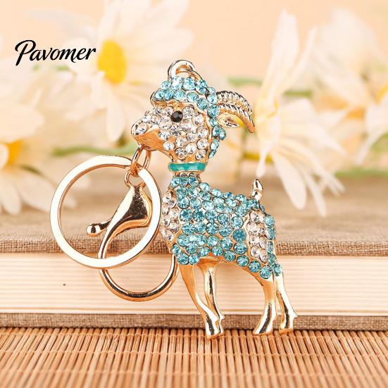 Rhinestone Goat Keychain Bling Lamb for Backpack, Metal Car Key Animal Theme Ring, Sheep Pendant Backpacks and Handbags Chain Decoration