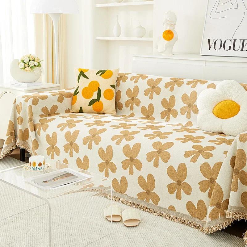 

Жаккардовое полотенце для дивана с деревьями, чехол для дивана из синели с кисточками, многофункциональный чехол, всесезонное одеяло, практичное и универсальное 180x130cm1pcs