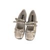 Retro Mary Jane Shoes Women's New Bow Buckle Belt Flat Bottom Inner Height Increase Single Shoes Ballet Leather Shoes