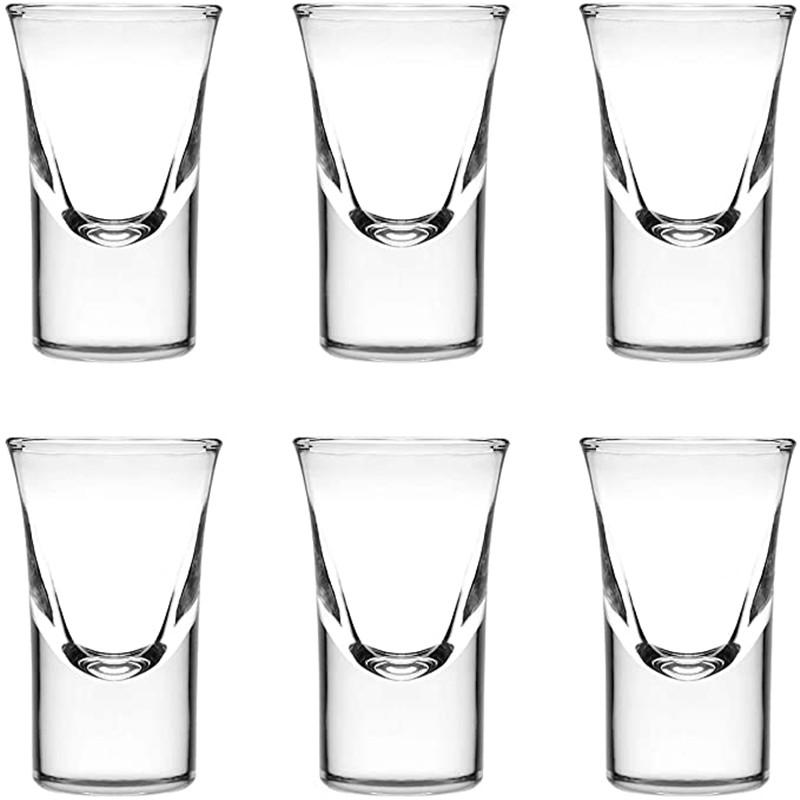 6pcs 30ml Shot Glass Set Heavy Base Clear Double Whisky Brandy Vodka Rum Tequila Glass Cup Bar Party Wine Glasses Creative Gifts
