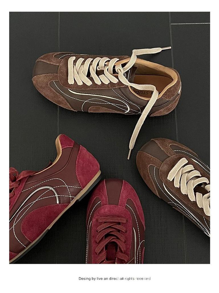 Women's Retro Brown Soft Sole Shoes - Lightweight German-Style Sneakers with Thin Sole