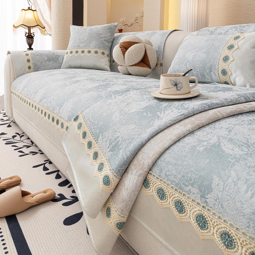 High-End Light Luxury Sofa Cover  New Skin-Friendly Chenille All-Season Universal Leather Sofa Cover Cushion Fixed Non-Slip