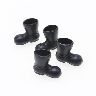 Miniature Black Dollhouse Rain Boots - Christmas Scene Props (1 Pair)