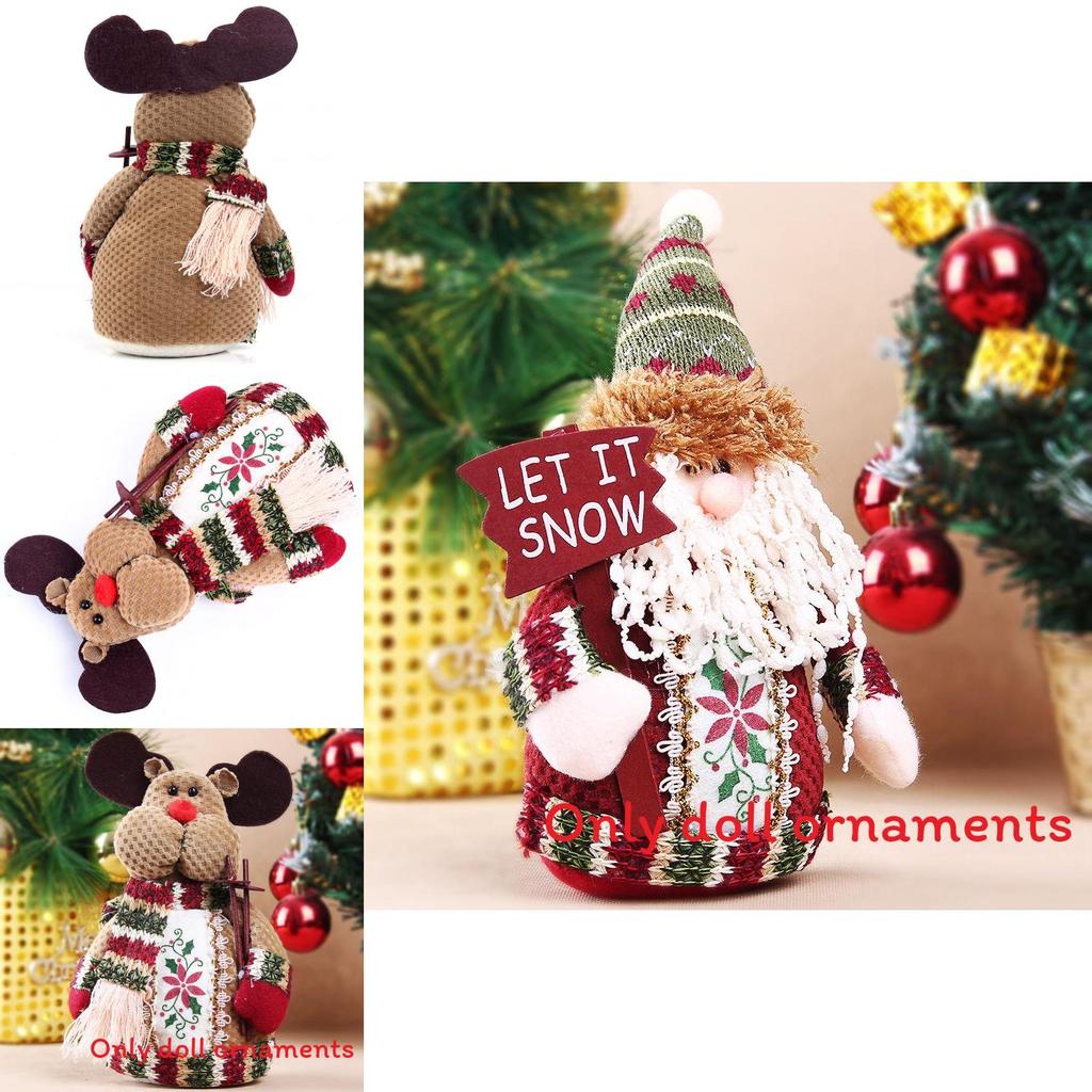 Christmas Santa Snowman Reindeer Desktop Decor With Fabric Material For Holiday Tabletop Display