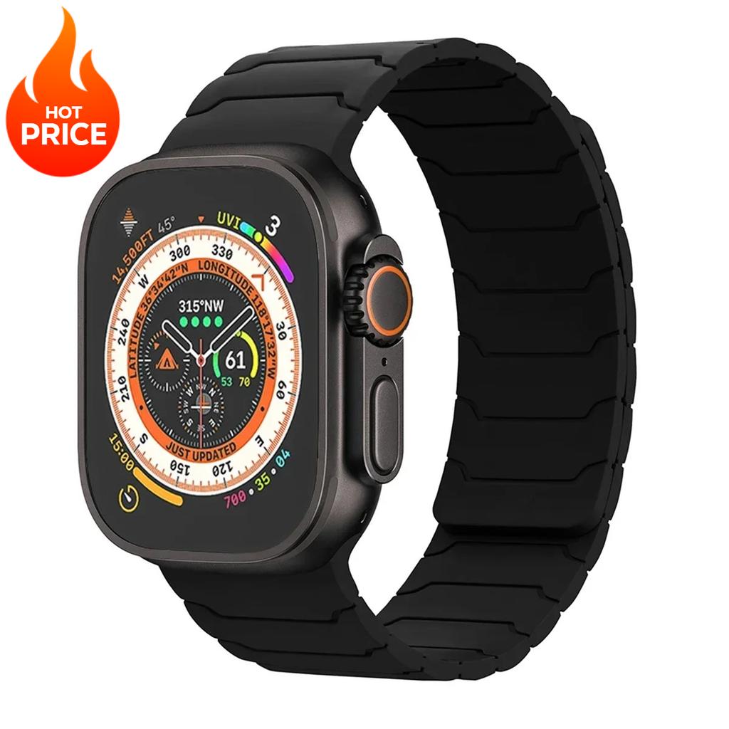 Magnetic Silicone Strap For Apple Watch Ultra 3 2 49mm Band 45mm 44mm 41mm 40mm 38 Bracelet Iwatch Series 11 10 42 46mm 987654SE
