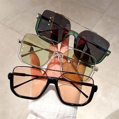Modische übergroße Sonnenbrille für Damen, UV4, Halbmetallrahmen, Sonnenbrille, trendige Vintage-Markendesign-Brille