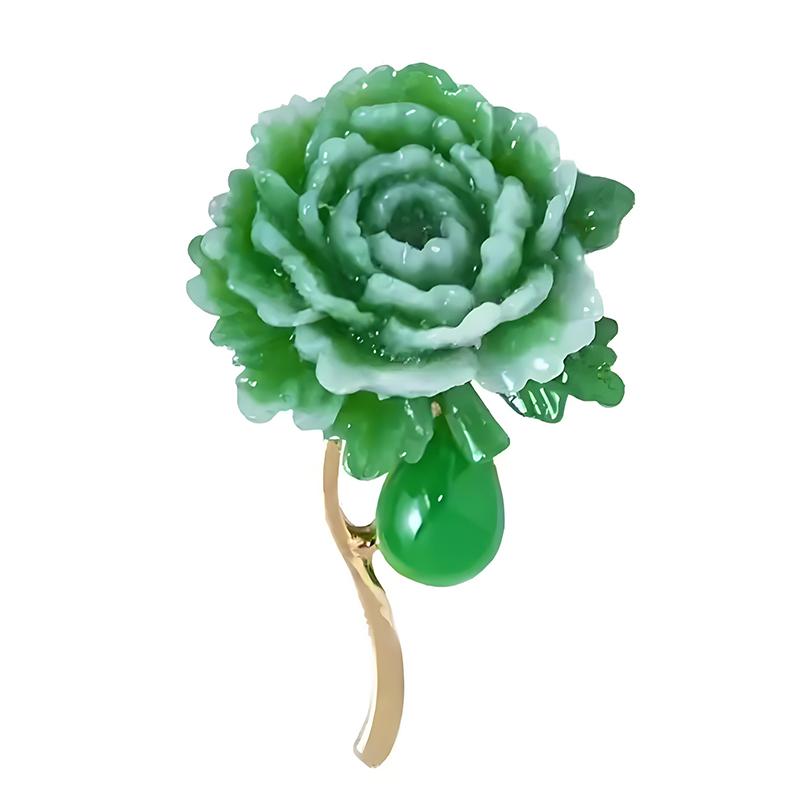 

1PC Durable Daily Wear Brooch Banquets Elegant Dresses Plastic Holiday Gift Peony Flower Scarves Lightweight Clothing Decoration 1PCS зелений