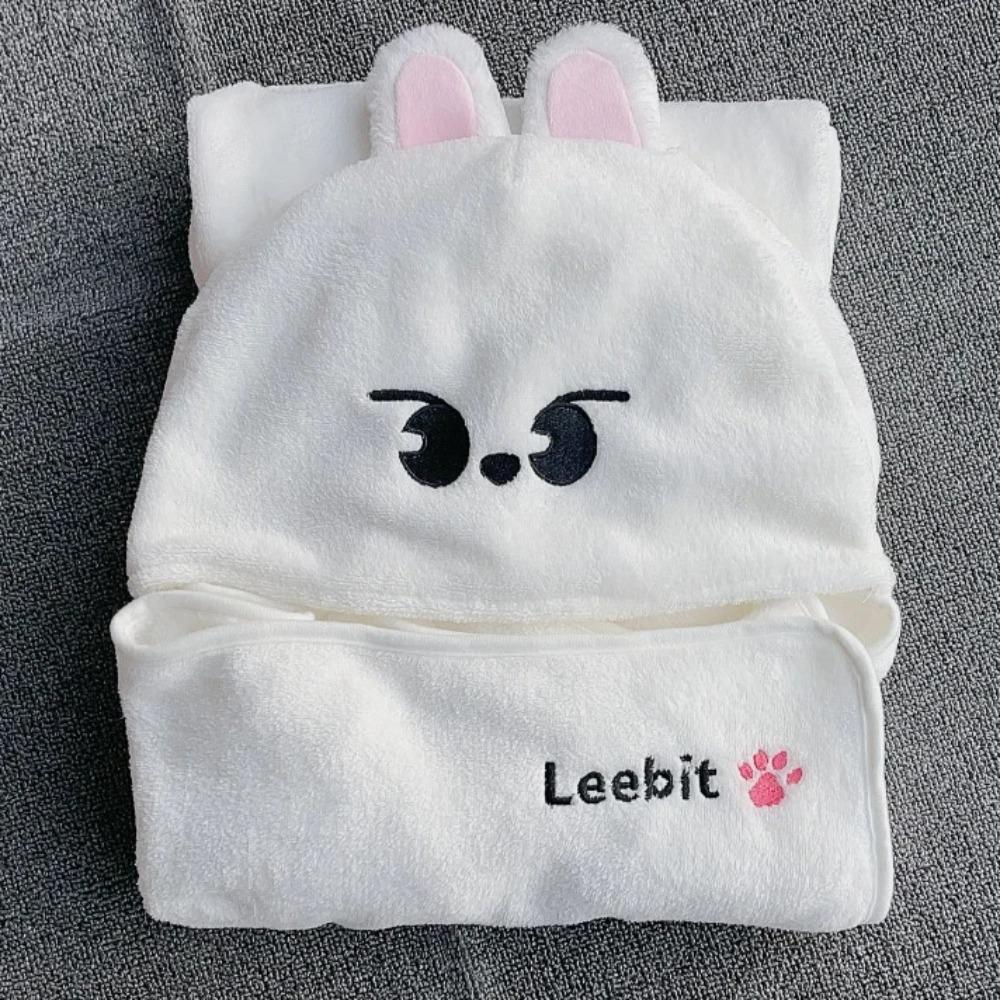 MINISO Kpop Skzoos Hooded Blanket Cartoon Cute Flannel Lazy Shawl Cape Blankets Bangchan LeeKnow ChangBin Felix Gifts Home Decor