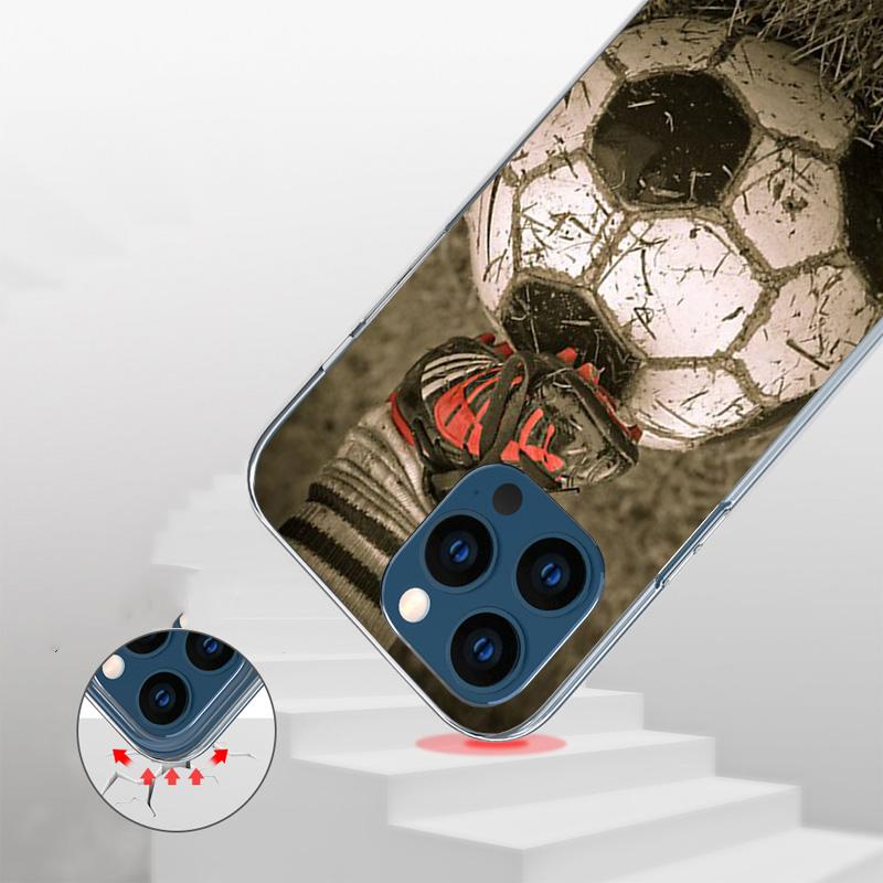 Football Soccer Ball Design Phone Case For iPhone 17 Air 16 Pro Max 16E 15 + 14 Plus 11 12 13 Mini 7 8 SE Gift Print Cover Funda