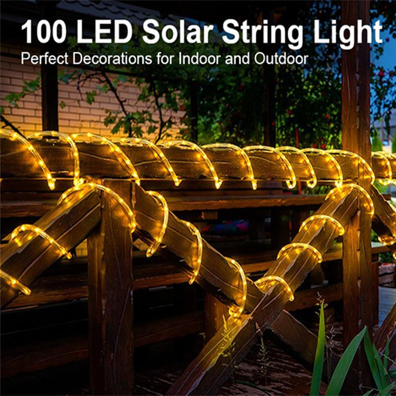 7/12/22m LED Solar Light String Outdoor Waterproof Tri-color Decorative Lamp Garden Courtyard Villa Park Atmosphere Light String